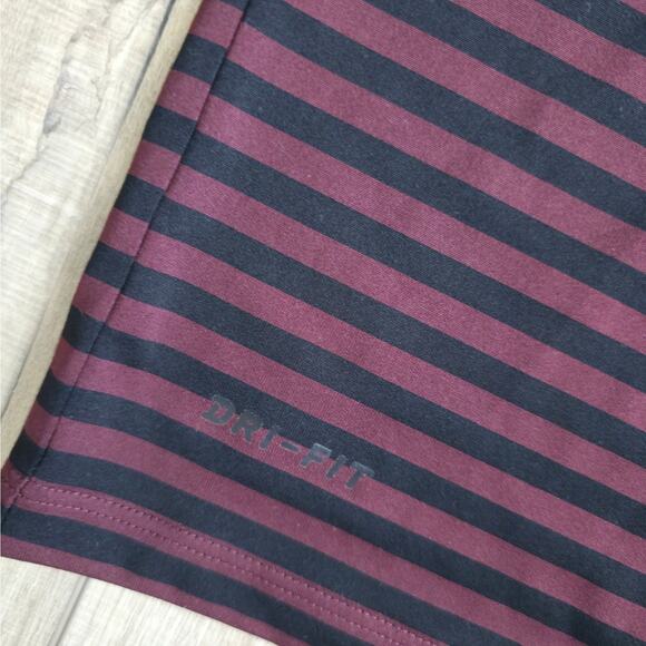 Nike Dri-Fit Striped Black/Burgundy Golf Short Sleeve Collared Polo Men Sz XL - Picture 8 of 8